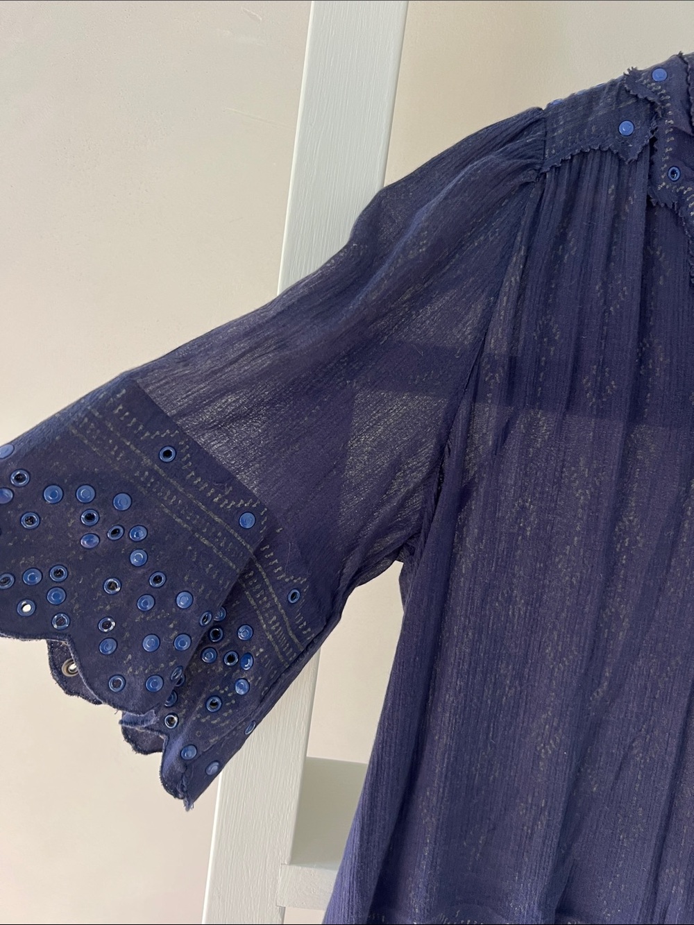 Vintage Isabel Marant Navy Eyelet Peasant Blouse - Picture 3 of 6
